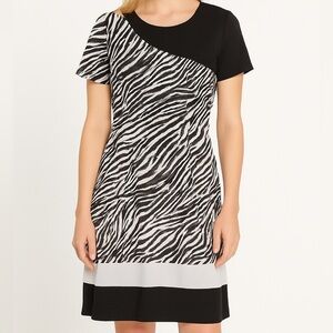 Donna Karan Color Block  Zebra Dress Size 10